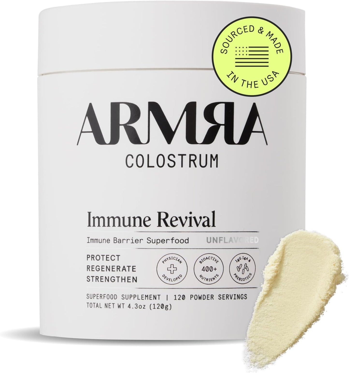 ARMRA Colostrum™ Powder | Unflavored | Gut Health & Bloating | Skin & Hair | Immunity | Keto, Gluten & Fat-Free | 120 Servings